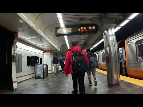 Boston 4K T MBTA Walking Tour - How To Switch From ORANGE LINE to RED LINE Boston to Cambridge